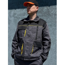 Куртка робоча тканина Саржа Преміум 65/35 весна літо осінь ТЕХНІК сірий графіт