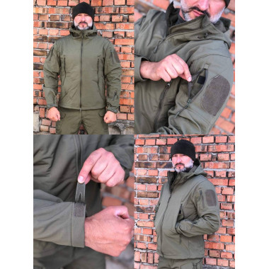 Куртка Softshell на флісі олива хакі весна літо осінь