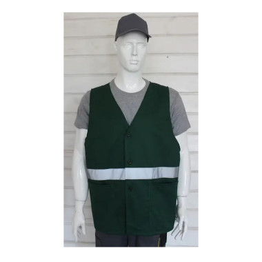 Жилет захисний Service Odyag світловідбиваючі смуги щільний тканинний зелений