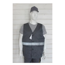 Жилет захисний Service Odyag світловідбиваючі смуги щільний тканинний сірий графіт