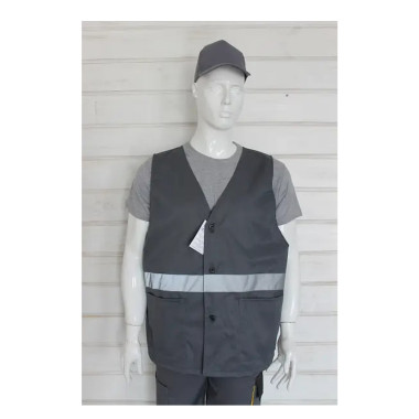 Жилет захисний Service Odyag світловідбиваючі смуги щільний тканинний сірий графіт