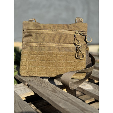 Плоска сумка з відділеннями під документи 27×22 см койот