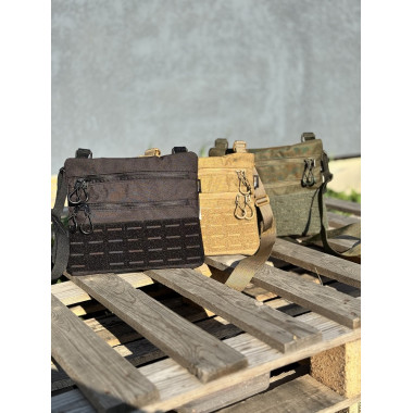 Плоска сумка з відділеннями під документи 27×22 см койот хакі-олива чорний