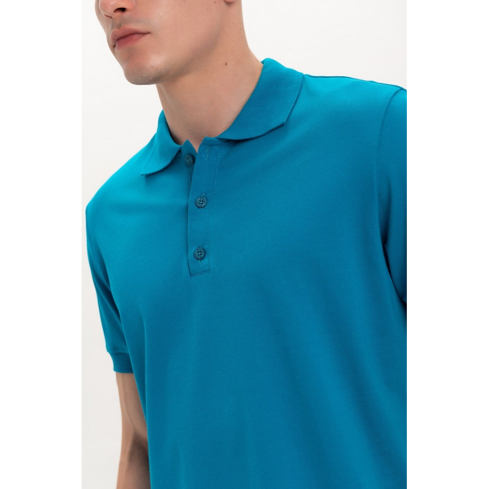 Футболка PREMIUM поло чоловіча колір Морська хвиля Service Odyag мікролакоста 