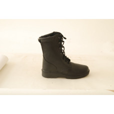 Черевики робочі з високими берцями Service Odyag юфть кирза шкіряні чорного кольору