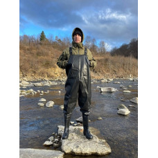 Комбінезон для рибалки по груди FISHER BLACK чорний розмір 40-41