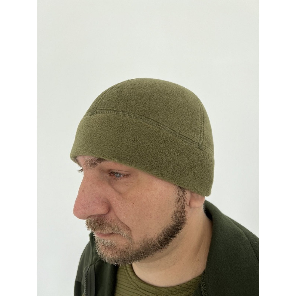 Шапка захисна флісова зимова зимова уставна KIBORG SUPERTEPLO OLIVA HAKI