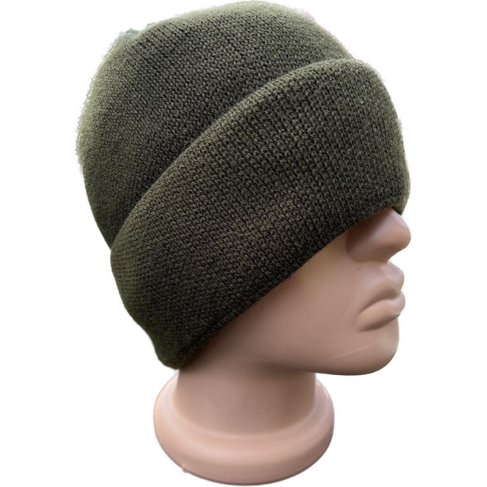 Шапка захисна зимова в'язана SUPERTEPLO OLIVA захисна зимова SUPERTEPLO OLIVA з відворотом