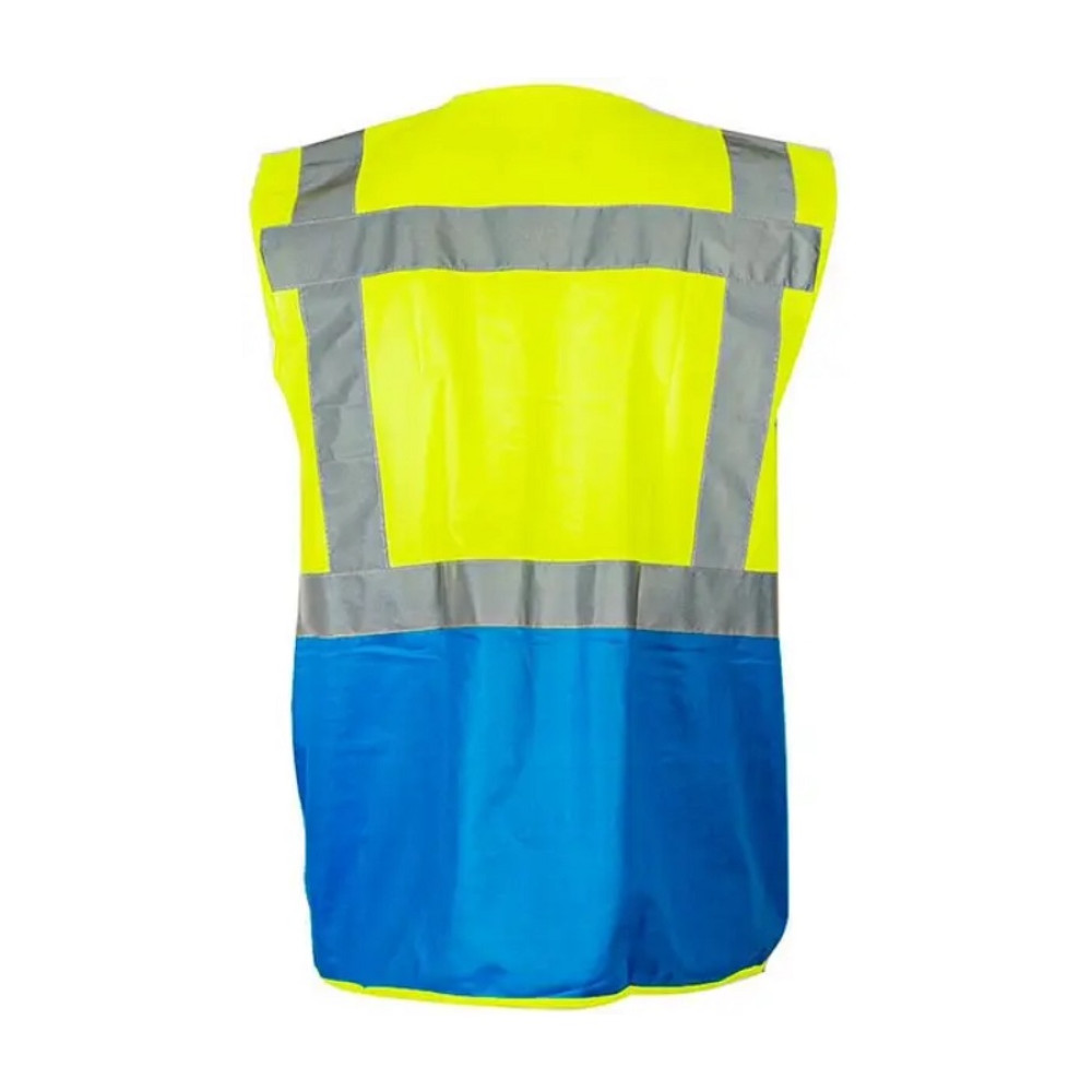 Сигнальний робочий жилет високої щільності Service Odyag з СВП стрічками лимон синій