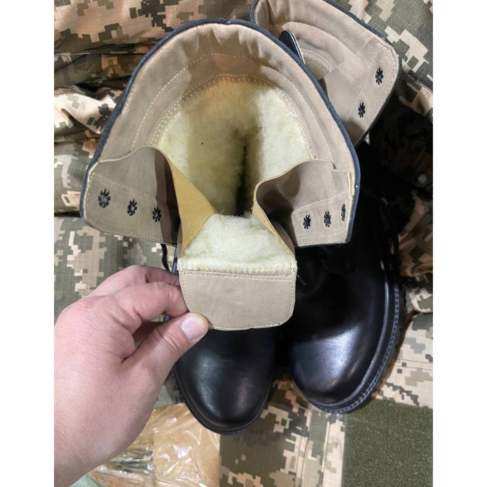 Берци черевики шкіряні Зимові на хутрі Service Odyag Grom чорний