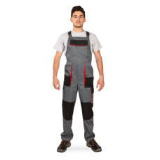 Напівкомбінезон робочий весна літо осінь Експерт МАКСИ сіро-чорний з червоними вставками
