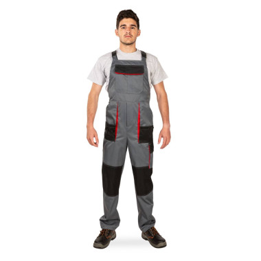 Напівкомбінезон робочий весна літо осінь Експерт МАКСИ сіро-чорний з червоними вставками
