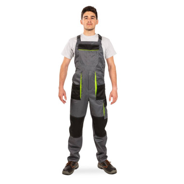 Напівкомбінезон робочий весна літо осінь Експерт НЕО сіро-чорний із салатовими вставками