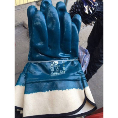 Рукавички п'ятипалі з потрійним нітрильним покриттям BORIN розмір 11