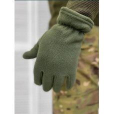 Рукавички флісові зимові колір олива хакі чорні розмір 10