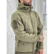 Куртка вологозахисна на флісі Soft Shall колір хакі олива олива синій чорний