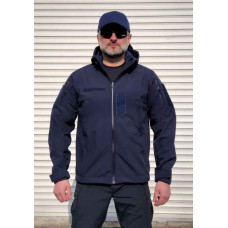 Куртка софтшелл SoftShell DARK BLUE синя вітро вологозахисна на флісі
