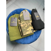 Шапка захисна в'язана Service Odyag зимова колір чорний олива з відворотом